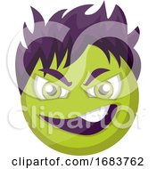 Evil Green Emoji Face With Purple Hair Illustration by Morphart Creations