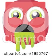 Square Pink Emoji Puking Illustration by Morphart Creations