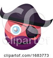Pirate Pink Round Emoji With Eye Patch And Pirate Hat Illustration by Morphart Creations