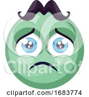 Sad Light Green Round Emoji Face Illustration by Morphart Creations