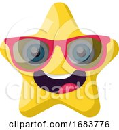 Cute Yellow Star Emoji With Pink Sunglasses Illustration by Morphart Creations