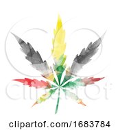 Jamaican Colored Watercolor Cannabis Leaf