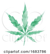 Green Watercolor Cannabis Leaf