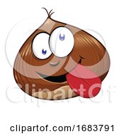 Poster, Art Print Of Funny Chestnut Character Mascot Isolated On White