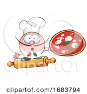 Poster, Art Print Of Italian Pizza Chef On Rollin Pin