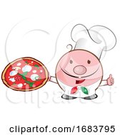 Poster, Art Print Of Pizza Chef Mascot Cartoon