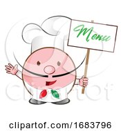 Poster, Art Print Of Chef Holding A Menu Sign