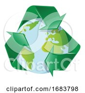 Poster, Art Print Of Planet Earth With Recycle Arrows