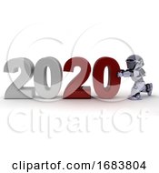 Poster, Art Print Of Robot Bringing In The New Year