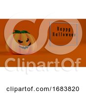 Poster, Art Print Of 3d Halloween Background With Pumpkins