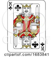 Poster, Art Print Of Playing Card King Of Clubs Red Yellow And Black