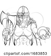 Poster, Art Print Of Viking Trojan Celtic Knight Tennis Warrior Woman