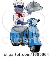 Poster, Art Print Of Panther Chef Scooter Delivery Mascot