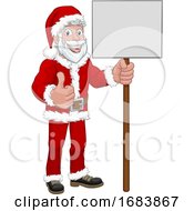 Poster, Art Print Of Young Santa Claus Holding Sign Christmas Cartoon