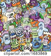 Poster, Art Print Of Voracious Monsters Halloween Pattern
