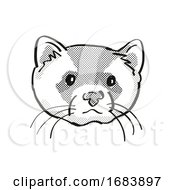 Poster, Art Print Of Black-Footed Ferret Endangered Wildlife Cartoon Mono Line Drawing