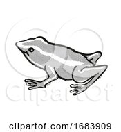 Monte Iberia Eleuth Frog Endangered Wildlife Cartoon Mono Line Drawing by patrimonio