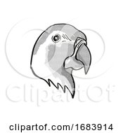 Blue Throated Macaw Or Waglers Macaw Endangered Wildlife Cartoon Mono Line Drawing