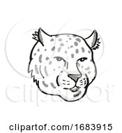 Poster, Art Print Of Amur Leopard Endangered Wildlife Cartoon Mono Line Drawing