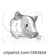 Poster, Art Print Of Masked Palm Civet Or Paguma Larvata Endangered Wildlife Cartoon Retro Drawing