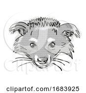 Poster, Art Print Of Binturong Or Arctictis Binturong Endangered Wildlife Cartoon Retro Drawing