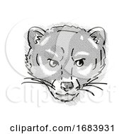 Poster, Art Print Of Malayan Civet Or Viverra Tangalunga Endangered Wildlife Cartoon Retro Drawing