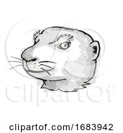 Poster, Art Print Of Prairie Dog Endangered Wildlife Cartoon Retro Drawing