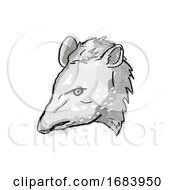 Poster, Art Print Of Tapir Endangered Wildlife Cartoon Retro Drawing