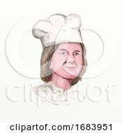 Poster, Art Print Of Female Chef Watercolor Painting