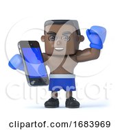 3d Black Boxer With A New Smartphone Tablet by Steve Young