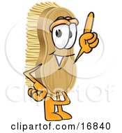 Scrub Brush Mascot Cartoon Character Pointing Upwards by Mascot Junction