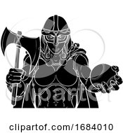 Poster, Art Print Of Viking Trojan Celtic Knight Baseball Warrior Woman