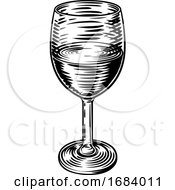 Poster, Art Print Of Wine Glass Vintage Woodcut Etching Engraving