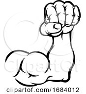 Poster, Art Print Of Muscular Cartoon Arm Bicep Muscle And Fist