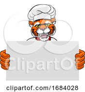 Poster, Art Print Of Tiger Chef Cartoon Restaurant Mascot Sign
