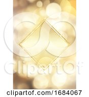 Poster, Art Print Of Glittery Gold Frame On A Bokeh Lights Background