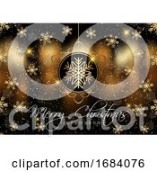Poster, Art Print Of Christmas Background With Golden Snowflakes