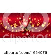 Poster, Art Print Of Christmas Bauble Banner With Bokeh Lights