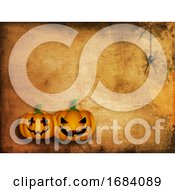 Poster, Art Print Of Grunge Halloween Background With Pumpkins And Spider