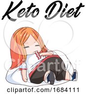 Poster, Art Print Of Manga Girl On The Keto Diet