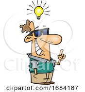 Poster, Art Print Of Cartoon Cool Man With A Bright Idea