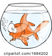 Cartoon Goldfish In A Bowl