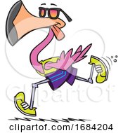 Poster, Art Print Of Cartoon Runner Flamingo