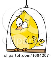 Cartoon Canary Bird On A Swing
