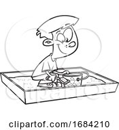 Poster, Art Print Of Lineart Boy Playing In A Sand Box