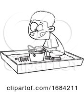 Lineart Boy Playing In A Sand Box by toonaday