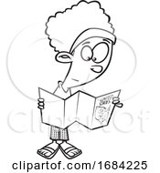 Lineart Black Girl Reading A Map
