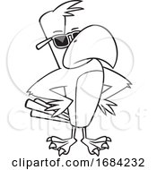 Lineart Buff Cool Bald Eagle Wearing Sunglasses