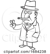 Lineart Sir Winston Churchill Smoking A Cigar by toonaday
