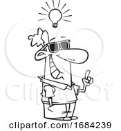 Poster, Art Print Of Lineart Cool Man With A Bright Idea